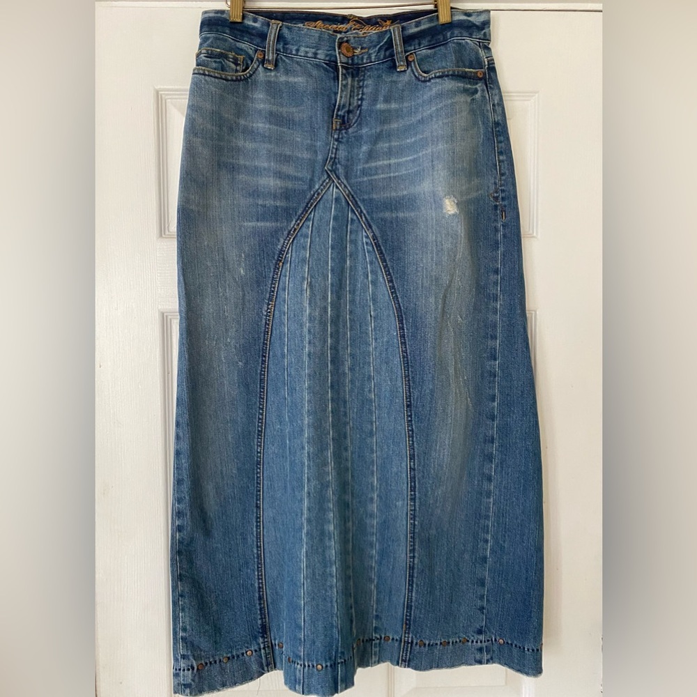 Old Navy Blue Denim Maxi Skirt